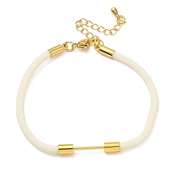 Snow Nylon Cord Bracelet Making, with Brass Beadable Bar, Golden, Snow, 6.89x0.16 inch(17.5x0.4cm)
