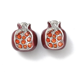 Платина Прелести сплава Rhinestone, гранат в эмалированном стиле, платина, 12.5x10.5x8.5 мм, отверстие : 1.6 мм