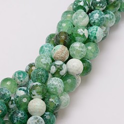 Средний Морско-зеленый Бусы из натурального огненного агата с потрескиванием, окрашенные, граненые, круглые, средний морской зеленый, 10 мм, отверстие : 1.5 мм, около 38 шт / нитка, 14 дюйм