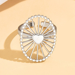 Нержавеющая Сталь Цвет 304 открытые кольца манжеты из нержавеющей стали, овальные с сердцем, цвет нержавеющей стали, 17 мм