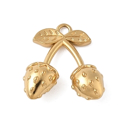 Настоящее золото 18K 304 подвески из нержавеющей стали, клубника, реальный 18 k позолоченный, 17x16x6 мм, отверстие : 1.7 мм