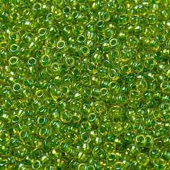 (RR3739) Fancy Lined Celery MIYUKI Round Rocailles Beads, Japanese Seed Beads, (RR3739) Fancy Lined Celery, 8/0, 3mm, Hole: 1mm, about 422~455pcs/bottle, 10g/bottle