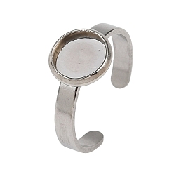 Нержавеющая Сталь Цвет 304 компоненты манжетного кольца из нержавеющей стали, настройки кольца чашки безеля, плоско-круглые, цвет нержавеющей стали, лоток : 10 мм, 3 мм, регулируемый
