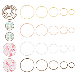 (52) Непрозрачная лаванда 200шт 20 латунные соединительные кольца, круглые кольца, открытая задняя панель, разноцветные, 12~30x0.8~1 мм, внутренний диаметр: 10~28.5 мм, 10 шт / стиль