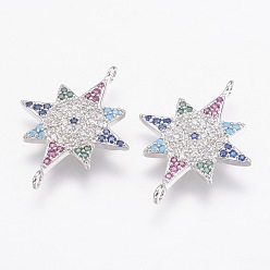 Платина Латунные микро проложить кубических ссылки циркония, звезда, платина, 23x18x2 мм, отверстие : 1 мм