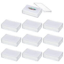 Белый Прямоугольные коробки для хранения россыпью драгоценных камней из полистирольного пластика, с губкой, белые, 3.7x5.7x1.5 см