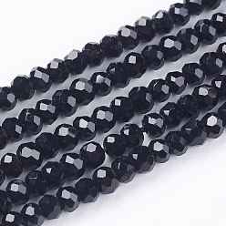 Black Crystal Glass Beads Strands, Faceted, Rondelle, Black, 3x2.5mm, Hole: 0.5mm, about 164~170pcs/strand, 16 inch