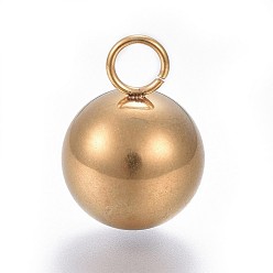 Золотой 201 подвески из нержавеющей стали, круглые, золотые, 17x12 мм, отверстие : 3.5 мм