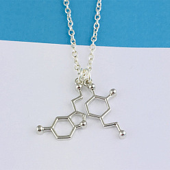 Платина Латунные подвески с химическими символами для женщин, с железной кабельных цепей, платина, 23.62 дюйм (60 см)