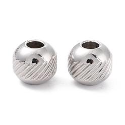 Stainless Steel Color 201 Stainless Steel Beads, Round with Twill, Stainless Steel Color, 8x7mm, Hole: 2.5mm
