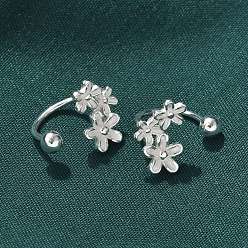 Серебро S999 серьги-гвоздики из стерлингового серебра для женщин, цветок, серебряные, 13x10.5x9 мм