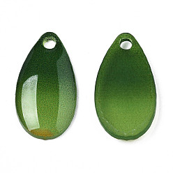 Green Plastic Pendants, Leaf, Green, 17x9x2mm, Hole: 1.8mm