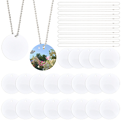 Flat Round 45Pcs Blank Double-sided Heat Transfer Aluminium Pendants, Pet Tag, White, 45Pcs Iron Ball Necklace Making, Flat Round, 40x1mm, Hole: 4mm