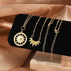 Солнце 304 ожерелья из нержавеющей стали с двухслойной подвеской для женщин, реальный 18 k позолоченный, солнце, 15.98~16.42 дюйм (40.6~41.7 см), 2 шт / комплект