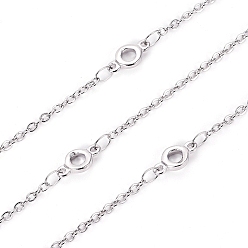 Нержавеющая Сталь Цвет Устойчивы к потускнению 304 цепи из нержавеющей стали, пайки, с катушкой, плоско-круглые, цвет нержавеющей стали, плоско-круглые: 9x4.5x1.4 mm, ссылка: 2x1.5x0.5 mm, около 32.8 футов (10 м) / рулон