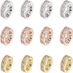 (52) Непрозрачная лаванда CZ латунные микро проложить класса AAA кубического циркония шарик прокладки, плоско-круглые, без кадмия, без никеля и без свинца, разноцветные, 8x3 мм, отверстие : 1.7 мм, 12 шт / коробка