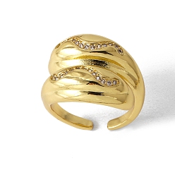 Золотой Открытые манжеты из латуни с микропаве и кубическим цирконием в форме каплевидной формы, золотые, внутренний диаметр: регулируемый