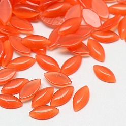 Coral Cat Eye Cabochons, Horse Eye, Coral, 15x7x2.5mm