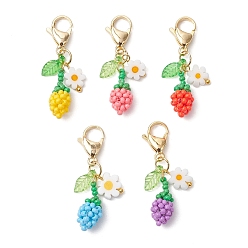 (52) Непрозрачная лаванда Подвеска в виде бутона подсолнуха из акрилового стекла с бусинами, Сплав с застежками когтя омара, золотые, разноцветные, 40 мм