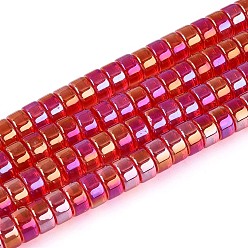 Красный Ab цветные прозрачные стеклянные бусины пряди, плоско-круглые, красные, 7.5~8x4~4.5 мм, отверстие : 0.8~1 мм, около 82~87 шт / нитка, 14.37~15.16'' (36.5~38.5 см)