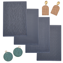 Черный Наборы биговальных пластин из полипропилена, для самостоятельного изготовления глины, прямоугольные, чёрные, 148x99x2 мм, 4 шт / комплект