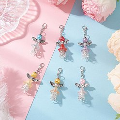 (52) Непрозрачная лаванда Ангел ручной работы стеклянные бусины и акриловые подвески украшения, Сплав с застежками когтя омара, разноцветные, 53~54 мм