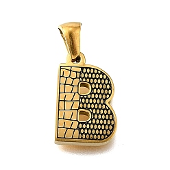 Letter B Золотые подвески 304 из нержавеющей стали, образец коры, В письме, 17.5x11x2.5 мм, отверстие : 5.5x3 мм
