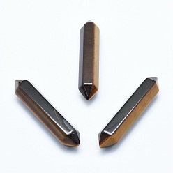 Тигровый глаз Натуральный тигровый глаз без отверстий лечебные камни, палочка для медитативной терапии, уравновешивающая энергию рейки, граненые, точки с двойным завершением, 51~55x10.5~11x9.5~10 мм