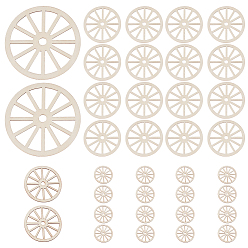Blanc Antique 40pcs 2 styles ensemble de pendentifs de roue en bois vierges non finis pour les arts de la peinture, pyrogravure, décoration de maison, blanc antique, 50~100x1.5mm, Trou: 5~10mm, 20 pcs / style