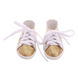 Золотистый Парусиновые туфли для куклы из ткани, Аксессуары для американской куклы 18 дюйма для девочек, золотые, 80 мм