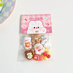 Кролик Набор самоклеящихся кабошонов из непрозрачной смолы, мультяшные 3d кабошоны для поделок, кролик, Размер упаковки: 110x70 mm