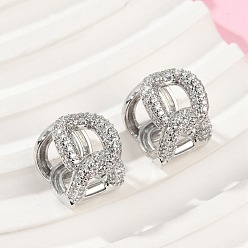 Платина Серьги-подвески из латуни с прозрачным кубическим цирконием, цепочка-оберег, платина, 14.5x11x16 мм