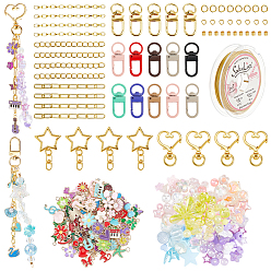 Mixed Color DIY Jewelry Kits, Including Acrylic Beads, Iron Chain, Brass Chain, Alloy Swivel Clasps, Mixed Color, 80mm