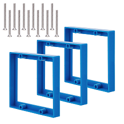 Синий 3шт. пластиковая удлинительная коробка для розетки, с 12шт. винтами из сплава, прямоугольные, синие, 103x92x12.5 мм