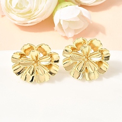Настоящее золото 18K Серьги-гвоздики из латуни с цветком, без кадмия и без свинца, стойки покрытие, долговечный, реальный 18 k позолоченный, 24 мм