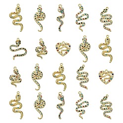(52) Непрозрачная лаванда 16шт 8 стили подвески со стразами из сплава, змеиные чары, золотой свет, разноцветные, 34~42.5x12~27x3~4.5 мм, отверстие : 2.2~2.6 мм, 2 шт / стиль