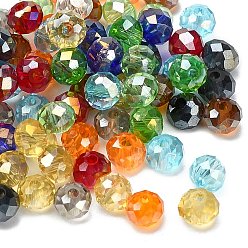 Mixed Color Electroplate Faceted Rondelle AB Color Plated Transparent Glass Beads, Mixed Color, 8x6mm, Hole: 1mm