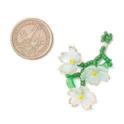 Нектар Подвески из акриловых цветов, с японским бисером, акриловыми подвесками, стеклянными жемчужными бусинами и нейлоновой проволокой, нектар, 52x36.5x18.5 мм, отверстие : 2.5 мм