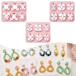 Flamingo 3Pcs 3 Styles ABS Plastic Molds, Clay Cutters, for Earring Making, Mixed Shapes, Flamingo, 120x100x10mm, Inner Diameter: 36~38.5x19~37mm, 1pc/style