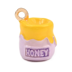 Others Alloy Enamel Pendants, Golden, Honey Jar Charms, 13x9.5x9mm, Hole: 1.5mm