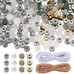 (52) Непрозрачная лаванда Наборы для самостоятельного изготовления растягивающихся браслетов, включая бусины из драгоценных камней, полиэстер эластичный шнур, Нейлоновая нить, разноцветные, 4~4.5x2~2.5 мм, отверстие : 0.9~1 мм