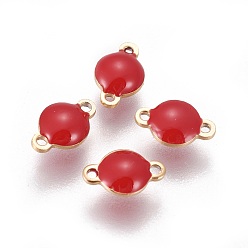 Красный Ионное покрытие (ip) 304 эмалированные соединители из нержавеющей стали, эмалированные блестки, плоско-круглые, золотые, красные, 9.5x6x3.5 мм, отверстие : 1.2 мм