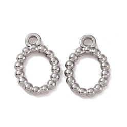 Stainless Steel Color Non-Tarnish 304 Stainless Steel Charms, Oval, Stainless Steel Color, 14.5x10x2mm, Hole: 1.6mm