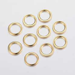Настоящее золото 24K 304 нержавеющей стали связывающий кольца, золотые, 10x1 мм, отверстие : 8 мм
