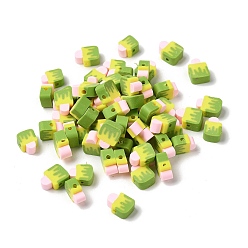 Желто-Зеленый Бусины из полимерной глины , мороженое, желто-зеленый, 9x7x4 мм, отверстие : 1.6 мм
