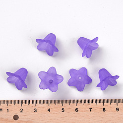 Purple Transparent Acrylic Beads, Frosted, Flower, Purple, 17.5x12mm, Hole: 1.5mm, about 770pcs/500g