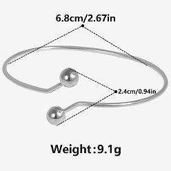 Нержавеющая Сталь Цвет Европейский стиль 304 браслеты-манжеты из нержавеющей стали, браслеты с крутящим моментом для женщин, цвет нержавеющей стали, внутренний диаметр: 2-5/8 дюйм (6.8 см)