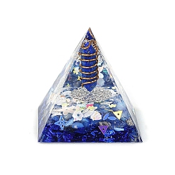 Ляпис-Лазурь Генераторы энергии смолы оргонитовой пирамиды, Рейки, обернутая проволокой, натуральный лазурит, шестиугольная призма внутри для украшения домашнего офиса, стола, 60x60x60 мм