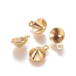 Золотой 304 Настройки горный хрусталь из нержавеющей стали кулон, конус, золотые, 11x8x4 мм, отверстие : 1.4 мм, пригодный для стразов 7 мм