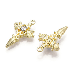 Light Gold Сплав с подвесками из горного хрусталя, без свинца, без никеля и без кадмия, меч, золотой свет, 28x18x6 мм, отверстие : 1.8 мм